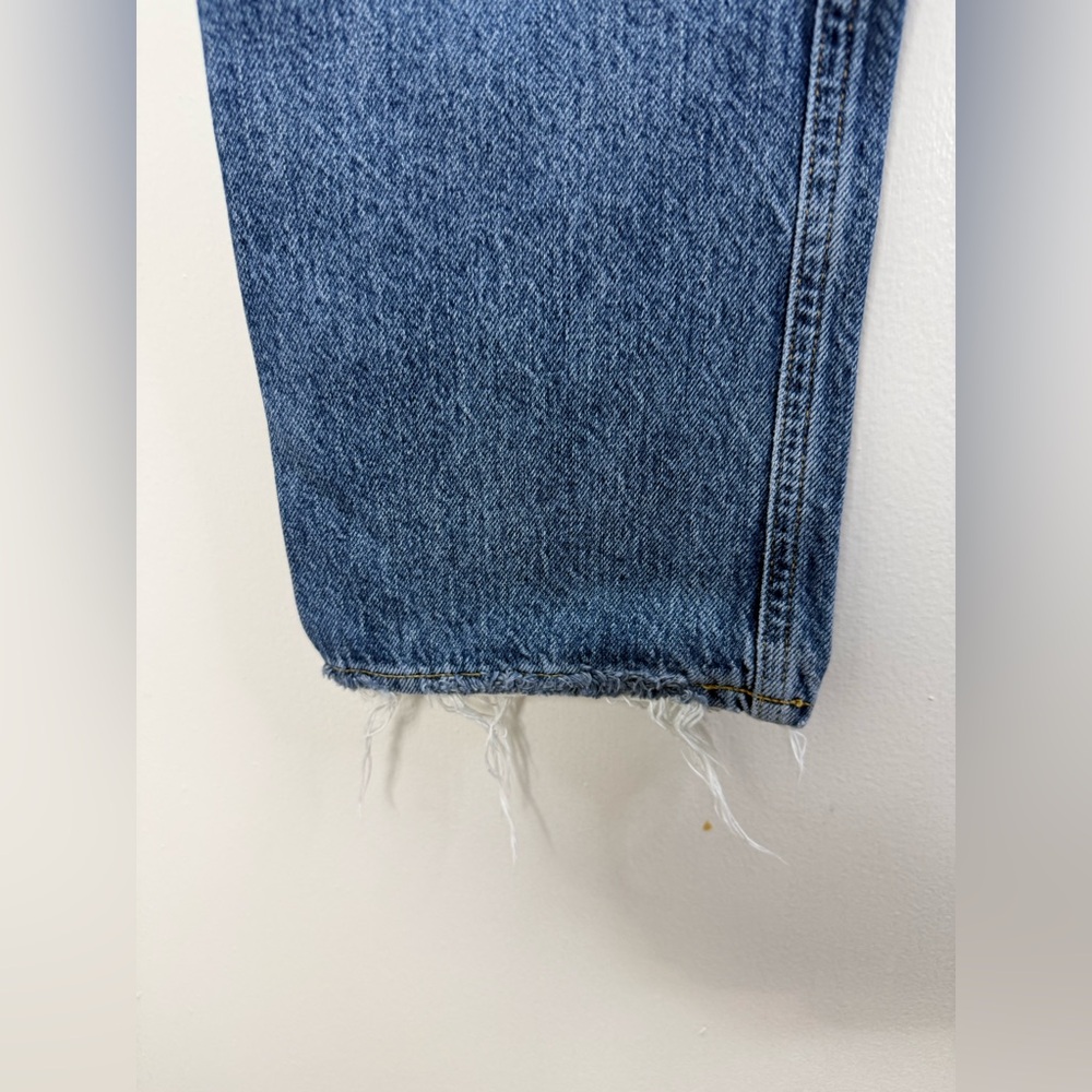 Agolde Riley high rise straight crop blue button fly denim jeans 27 - Picture 7 of 11